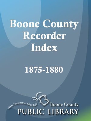 cover image of Boone County Recorder Index, 1875 - 1880